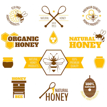 Collection of honey labels in flat design Collection of honey labels in flat design