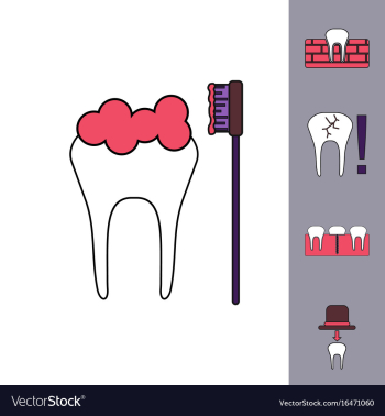 Collection of icons and dental disease vector image Collection of icons and dental disease vector image