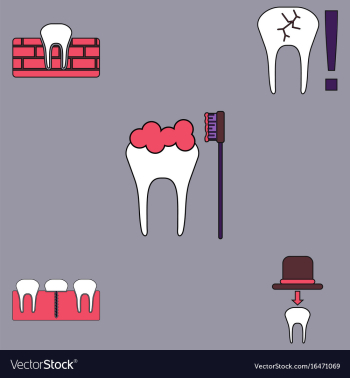 Collection of icons and dental disease vector image Collection of icons and dental disease vector image