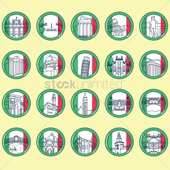 Collection of italy landmarks