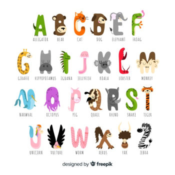 Collection of letters with cute animals Free Vector Collection of letters with cute animals Free Vector