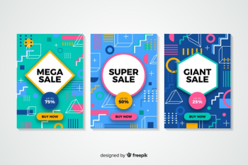Collection of memphis sales banners Free Vector Collection of memphis sales banners Free Vector