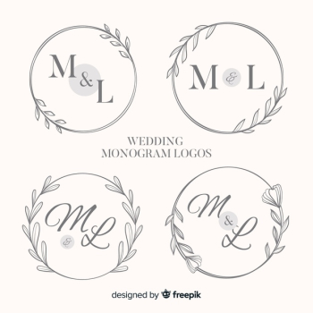 Collection of monogram wedding logos Free Vector