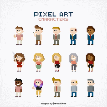 Collection of people in pixel art style Collection of people in pixel art style