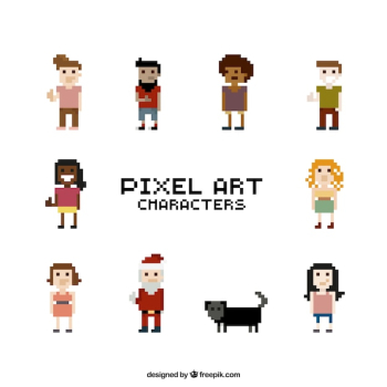 Collection of pixelated characters Collection of pixelated characters
