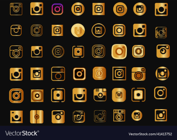 collection of rounded gold instagram logo