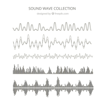 Collection of six abstract sound waves Collection of six abstract sound waves