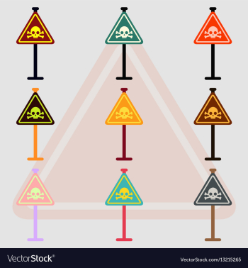 Collection of skull danger road sign vector image Collection of skull danger road sign vector image