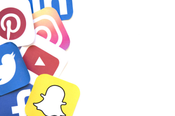 Collection of social media logos over white background Collection of social media logos over white background