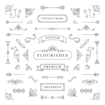Collection of vintage ornament frame illustration Collection of vintage ornament frame illustration