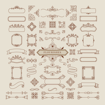 Collection of vintage ornament frame illustration Free Vector