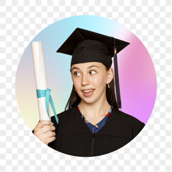 College girl graduation png, round | Free PNG - rawpixel