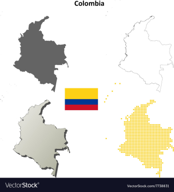 Colombia outline map set vector image Colombia outline map set vector image