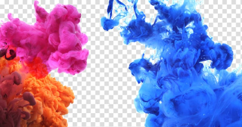 Color Acrylic paint Ink, Water blooming color ink, blue and pink smoke graphic transparent background PNG clipart