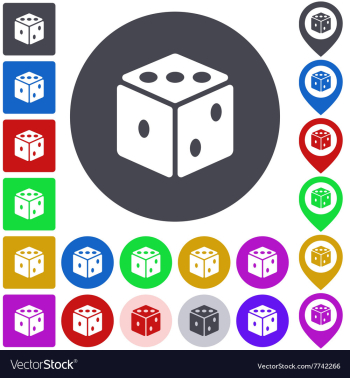 Color dice icon set vector image Color dice icon set vector image