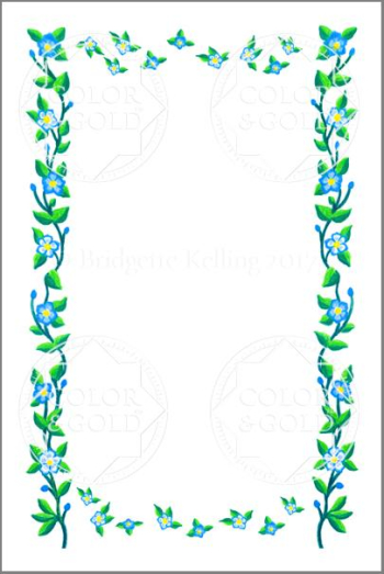 Color & Gold - Downloadable colored pencil Floating Flowers Border