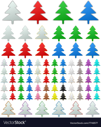 Color metallic pine tree button set vector image Color metallic pine tree button set vector image