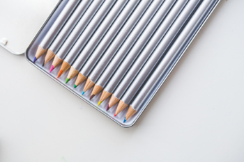 Colored pencils in open box Colored pencils in open box