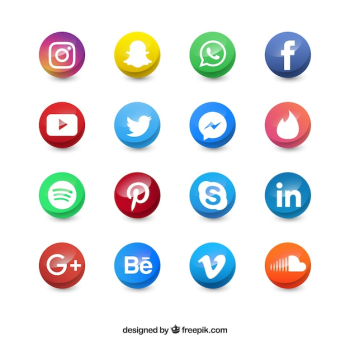 Colored social media circle icons Colored social media circle icons
