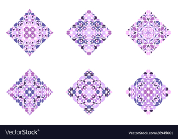 Colorful abstract isolated floral square shape set vector image Colorful abstract isolated floral square shape set vector image