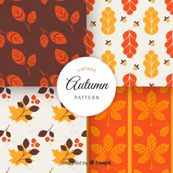 Colorful autumn pattern set with leaves Colorful autumn pattern set with leaves