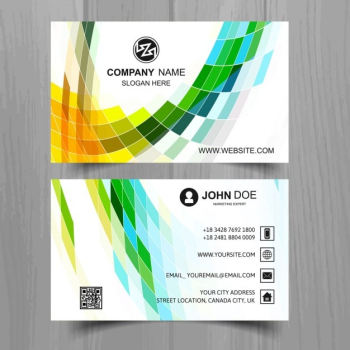 Colorful business card with squares