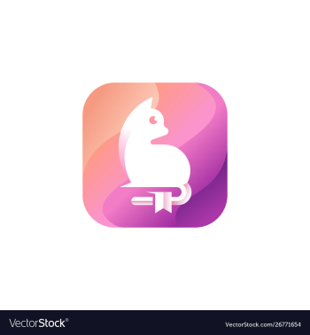 Colorful cat book logo design vector image Colorful cat book logo design vector image
