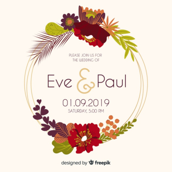 Colorful floral frame wedding invitatio in flat design Free Vector Colorful floral frame wedding invitatio in flat design Free Vector