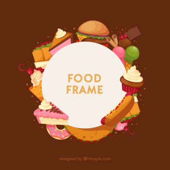 Colorful food frame with flat design