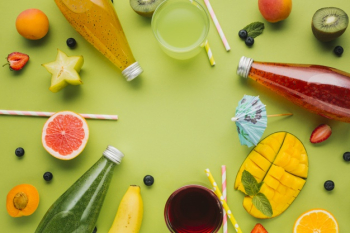 Colorful fruit and juices arrangement Free Photo Colorful fruit and juices arrangement Free Photo
