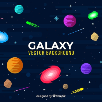 Colorful galaxy background with flat design