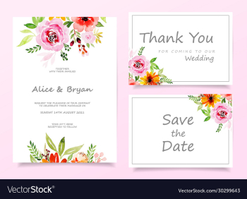 colorful greeting wedding invitation card set