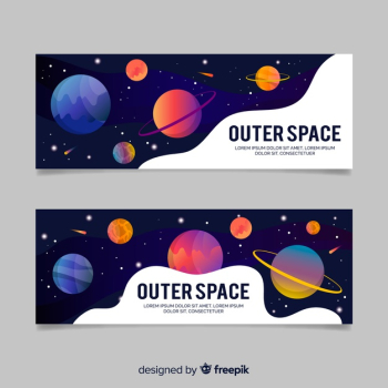 Colorful hand drawn galaxy banner template Colorful hand drawn galaxy banner template
