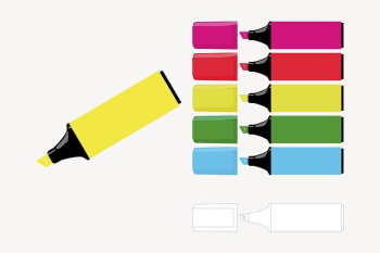 Colorful highlighter markers clipart, stationery | Free Photo - rawpixel