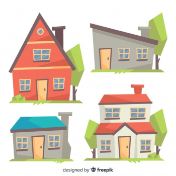 Colorful housing collection with cartoon style Colorful housing collection with cartoon style