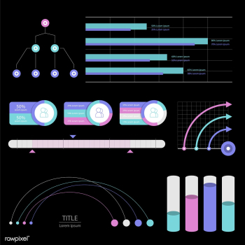 Colorful infographic graphs and diagrams illu.. | Free stock vector - 77918