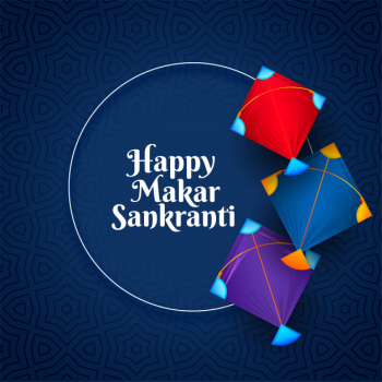 Colorful kites makar sankranti card Free Vector