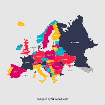 Colorful map of europe