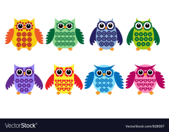 Colorful owls vector image Colorful owls vector image