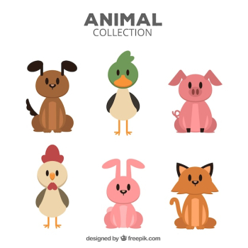 Colorful pack of flat animals Colorful pack of flat animals