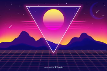 Colorful retro futuristic landscape background Free Vector Colorful retro futuristic landscape background Free Vector