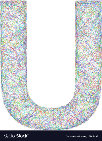 Colorful sketch font design - letter U vector image Colorful sketch font design - letter U vector image