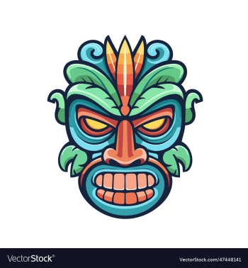 colorful tiki mask isolated