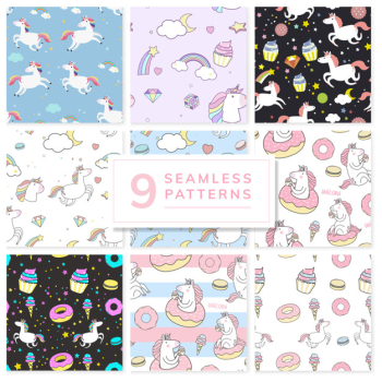 Colorful unicorn seamless pattern background vectors Colorful unicorn seamless pattern background vectors
