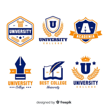 Colorful university logo collection with flat design