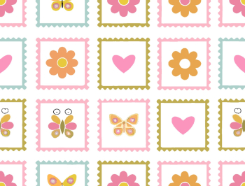Colorful Vintage Pattern with Flowers and Butterflies