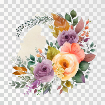Colorful Watercolor Flowers Arrangement Decoration For Wedding Or Greeting Card Composition PNG Picture