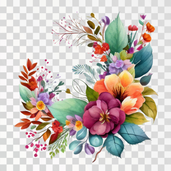 Colorful Watercolor Flowers Arrangement Decoration For Wedding Or Greeting Card Composition PNG Picture