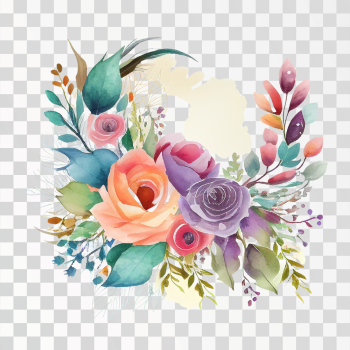 Colorful Watercolor Flowers Arrangement Decoration For Wedding Or Greeting Card Composition PNG Picture