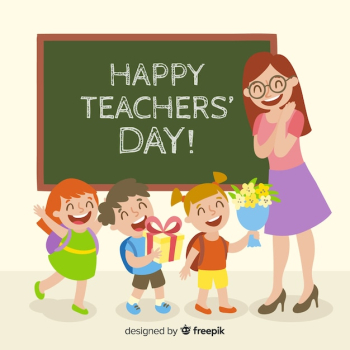 Colorful world teachers' day composition with flat design